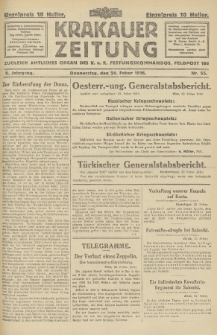 Krakauer Zeitung : zugleich amtliches Organ des K. u. K. Festungskommandos. 1916, nr 55