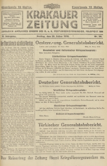 Krakauer Zeitung : zugleich amtliches Organ des K. u. K. Festungskommandos. 1916, nr 56