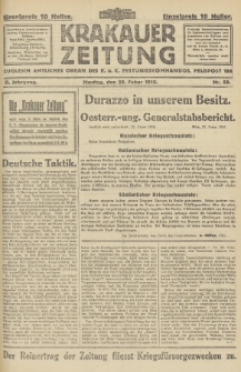 Krakauer Zeitung : zugleich amtliches Organ des K. u. K. Festungskommandos. 1916, nr 59