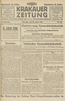 Krakauer Zeitung : zugleich amtliches Organ des K. u. K. Festungskommandos. 1916, nr 60