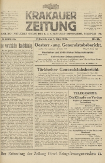 Krakauer Zeitung : zugleich amtliches Organ des K. U. K. Festungs-Kommandos. 1916, nr 61