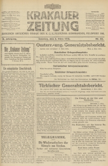 Krakauer Zeitung : zugleich amtliches Organ des K. U. K. Festungs-Kommandos. 1916, nr 65