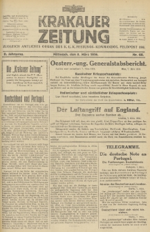 Krakauer Zeitung : zugleich amtliches Organ des K. U. K. Festungs-Kommandos. 1916, nr 68
