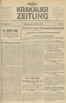 Krakauer Zeitung : zugleich amtliches Organ des K. U. K. Festungs-Kommandos. 1916, nr 70