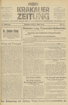 Krakauer Zeitung : zugleich amtliches Organ des K. U. K. Festungs-Kommandos. 1916, nr 71