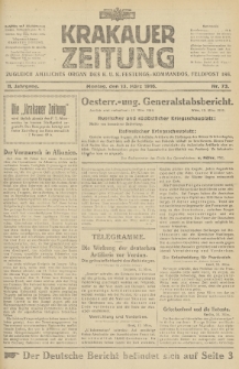 Krakauer Zeitung : zugleich amtliches Organ des K. U. K. Festungs-Kommandos. 1916, nr 73