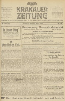 Krakauer Zeitung : zugleich amtliches Organ des K. U. K. Festungs-Kommandos. 1916, nr 74