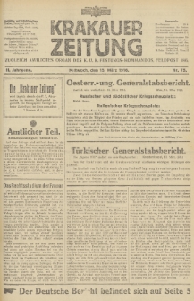 Krakauer Zeitung : zugleich amtliches Organ des K. U. K. Festungs-Kommandos. 1916, nr 75