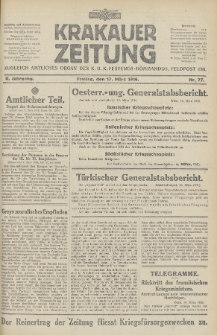 Krakauer Zeitung : zugleich amtliches Organ des K. U. K. Festungs-Kommandos. 1916, nr 77