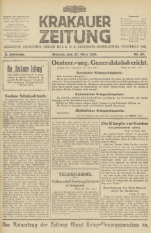 Krakauer Zeitung : zugleich amtliches Organ des K. U. K. Festungs-Kommandos. 1916, nr 87