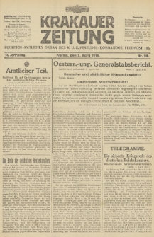 Krakauer Zeitung : zugleich amtliches Organ des K. U. K. Festungs-Kommandos. 1916, nr 98