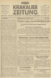 Krakauer Zeitung : zugleich amtliches Organ des K. U. K. Festungs-Kommandos. 1916, nr 102