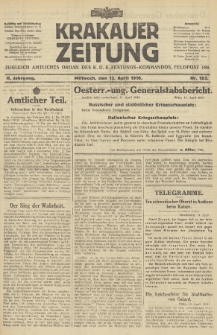 Krakauer Zeitung : zugleich amtliches Organ des K. U. K. Festungs-Kommandos. 1916, nr 103