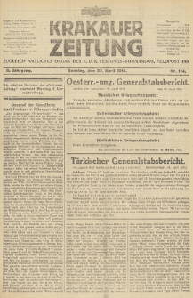 Krakauer Zeitung : zugleich amtliches Organ des K. U. K. Festungs-Kommandos. 1916, nr 114
