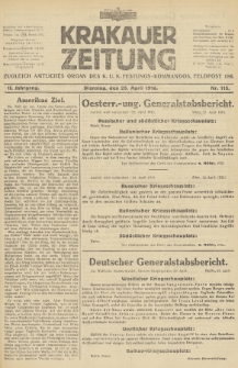 Krakauer Zeitung : zugleich amtliches Organ des K. U. K. Festungs-Kommandos. 1916, nr 115