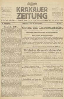 Krakauer Zeitung : zugleich amtliches Organ des K. U. K. Festungs-Kommandos. 1916, nr 116