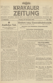 Krakauer Zeitung : zugleich amtliches Organ des K. U. K. Festungs-Kommandos. 1916, nr 118