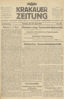 Krakauer Zeitung : zugleich amtliches Organ des K. U. K. Festungs-Kommandos. 1916, nr 119