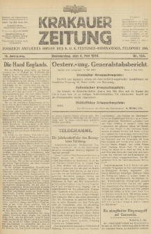 Krakauer Zeitung : zugleich amtliches Organ des K. U. K. Festungs-Kommandos. 1916, nr 124