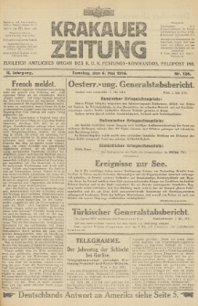 Krakauer Zeitung : zugleich amtliches Organ des K. U. K. Festungs-Kommandos. 1916, nr 126