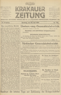 Krakauer Zeitung : zugleich amtliches Organ des K. U. K. Festungs-Kommandos. 1916, nr 134