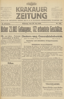 Krakauer Zeitung : zugleich amtliches Organ des K. U. K. Festungs-Kommandos. 1916, nr 143