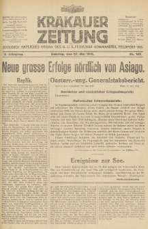 Krakauer Zeitung : zugleich amtliches Organ des K. U. K. Festungs-Kommandos. 1916, nr 147