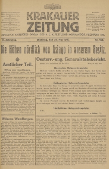 Krakauer Zeitung : zugleich amtliches Organ des K. U. K. Festungs-Kommandos. 1916, nr 150