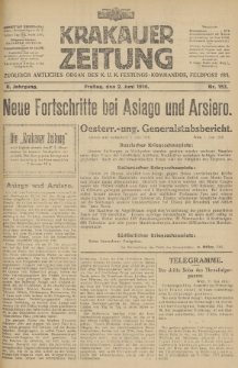 Krakauer Zeitung : zugleich amtliches Organ des K. U. K. Festungs-Kommandos. 1916, nr 153