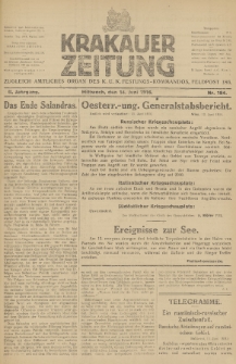 Krakauer Zeitung : zugleich amtliches Organ des K. U. K. Festungs-Kommandos. 1916, nr 164