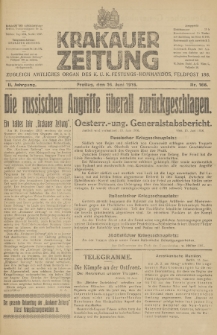 Krakauer Zeitung : zugleich amtliches Organ des K. U. K. Festungs-Kommandos. 1916, nr 166