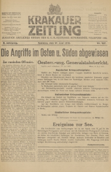 Krakauer Zeitung : zugleich amtliches Organ des K. U. K. Festungs-Kommandos. 1916, nr 167