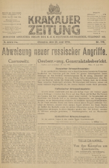 Krakauer Zeitung : zugleich amtliches Organ des K. U. K. Festungs-Kommandos. 1916, nr 170