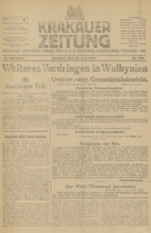 Krakauer Zeitung : zugleich amtliches Organ des K. U. K. Festungs-Kommandos. 1916, nr 175