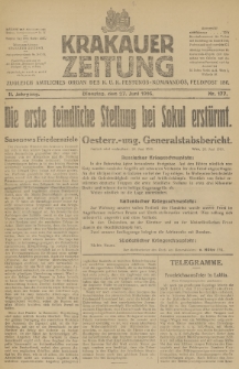 Krakauer Zeitung : zugleich amtliches Organ des K. U. K. Festungs-Kommandos. 1916, nr 177