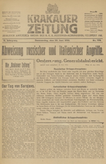 Krakauer Zeitung : zugleich amtliches Organ des K. U. K. Festungs-Kommandos. 1916, nr 179