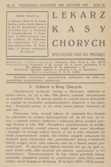 Lekarz Kasy Chorych. R.2, 1926, № 15