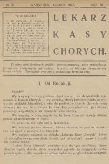 Lekarz Kasy Chorych. R.3, 1927, № 26