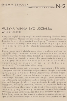 Śpiew w Szkole. R.2, 1934/1935, No. 2