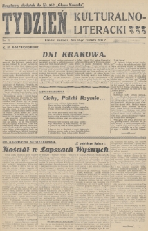 Tydzień Kulturalno-Literacki : bezpłatny dodatek do nr... „Głosu Narodu”. 1936, nr 11