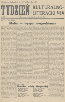 Tydzień Kulturalno-Literacki : bezpłatny dodatek do nr... „Głosu Narodu”. 1936, nr 22