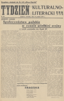 Tydzień Kulturalno-Literacki : bezpłatny dodatek do nr... „Głosu Narodu”. 1936, nr 38