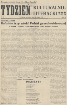 Tydzień Kulturalno-Literacki : bezpłatny dodatek do nr... „Głosu Narodu”. 1937, nr 21
