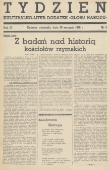 Tydzień : kulturalno-liter. dodatek „Głosu Narodu”. 1938, nr 5