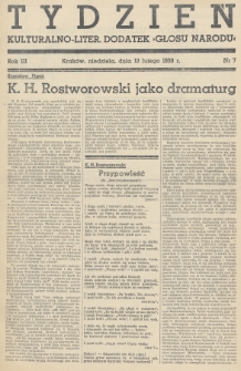 Tydzień : kulturalno-liter. dodatek „Głosu Narodu”. 1938, nr 7