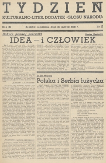 Tydzień : kulturalno-liter. dodatek „Głosu Narodu”. 1938, nr 13