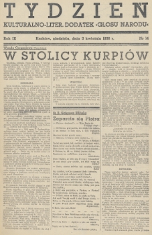 Tydzień : kulturalno-liter. dodatek „Głosu Narodu”. 1938, nr 14