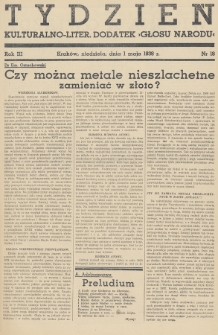 Tydzień : kulturalno-liter. dodatek „Głosu Narodu”. 1938, nr 18