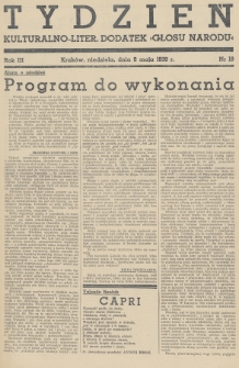 Tydzień : kulturalno-liter. dodatek „Głosu Narodu”. 1938, nr 19