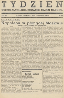 Tydzień : kulturalno-liter. dodatek „Głosu Narodu”. 1938, nr 23